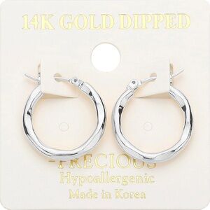 14K White Gold Dipped Silver Hoop Earrings